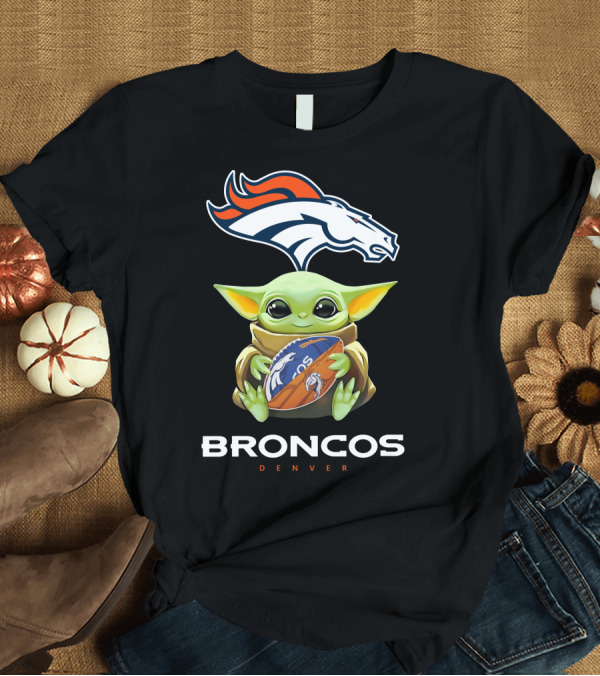 T-Shirt: Grogu Hug Broncos Denver Football Tailgate T-Shirt Grogu Hug Broncos Denver Football Tailgate T-Shirt