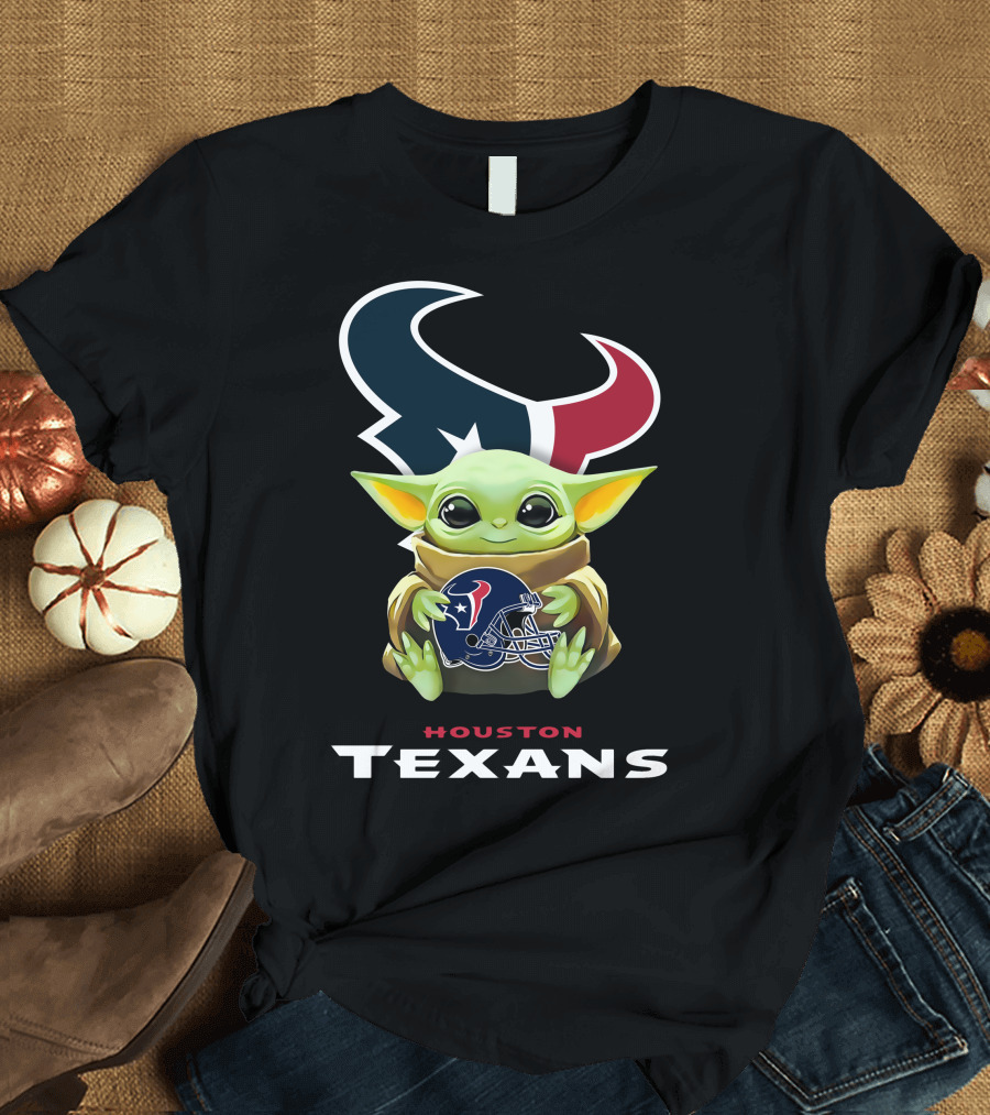 Houston Texans Grogu Hugging Helmet T-Shirt