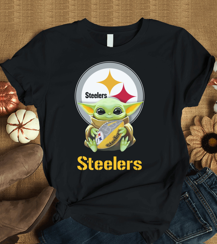 Grogu Pittsburgh Steelers Football Hug with Team T-Shirt