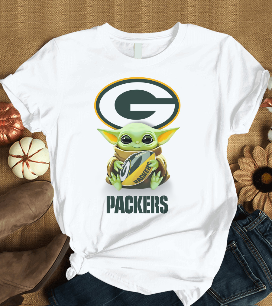 Grogu Hug Packers Green Bay Football Tailgate White T-Shirt