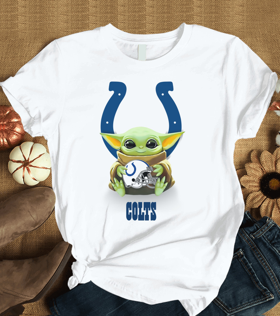 Grogu Colts Hug Indianapolis Colts Helmet T-Shirt