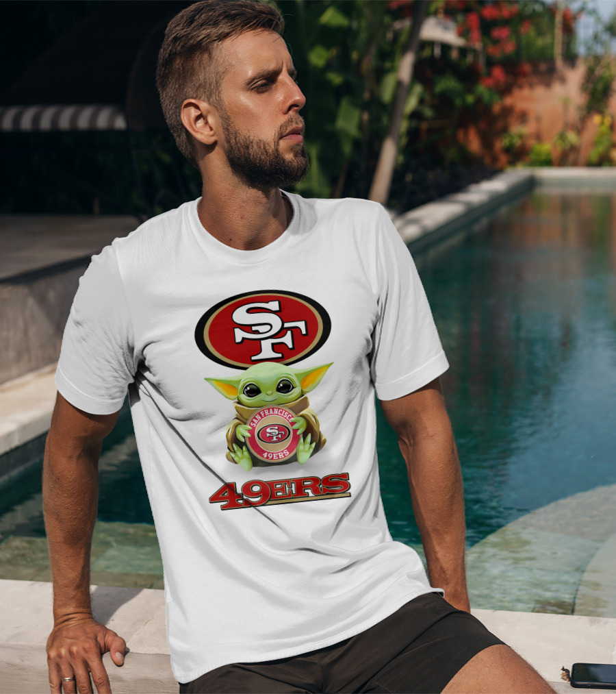 Grogu Holding San Francisco 49ers Sf Logo 49ers Football T-Shirt
