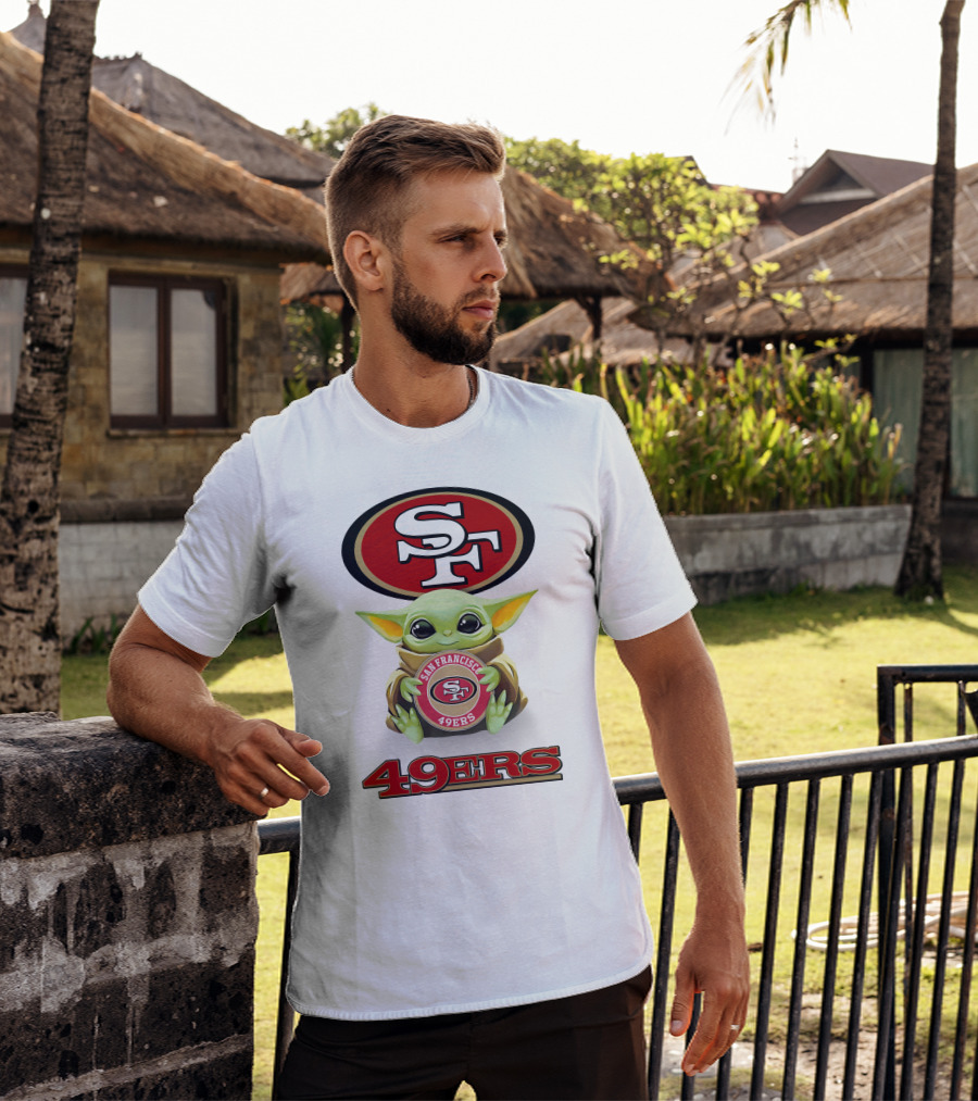 Grogu Holding San Francisco 49ers Sf Logo 49ers Football T-Shirt
