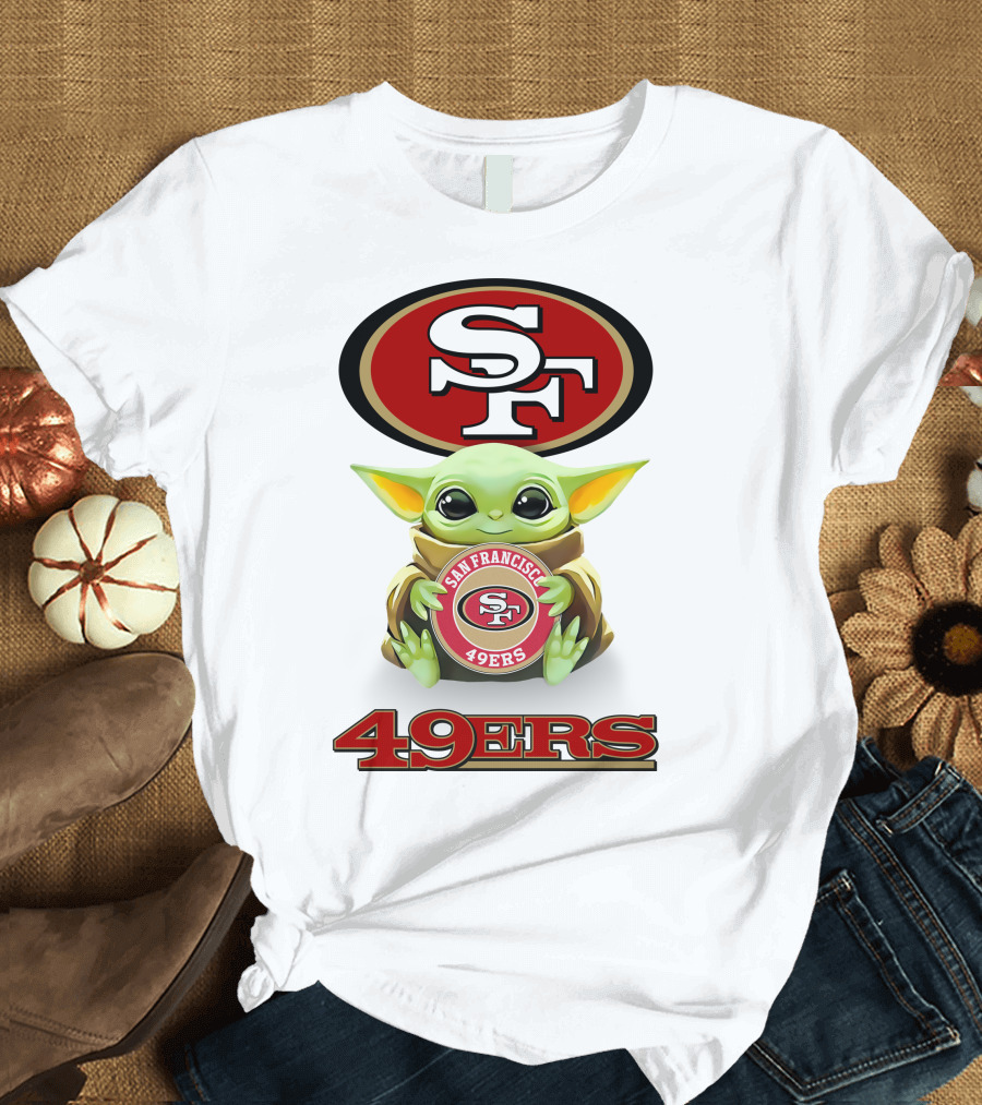 Grogu Holding San Francisco 49ers Sf Logo 49ers Football T-Shirt