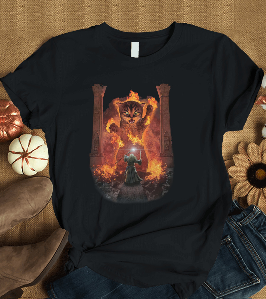 TLOTR Fiery Cat Vs Wizard Showdown T-Shirt