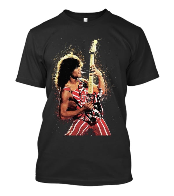 Guitar Legend Iconic Pose Rock Star Stripes T-Shirt