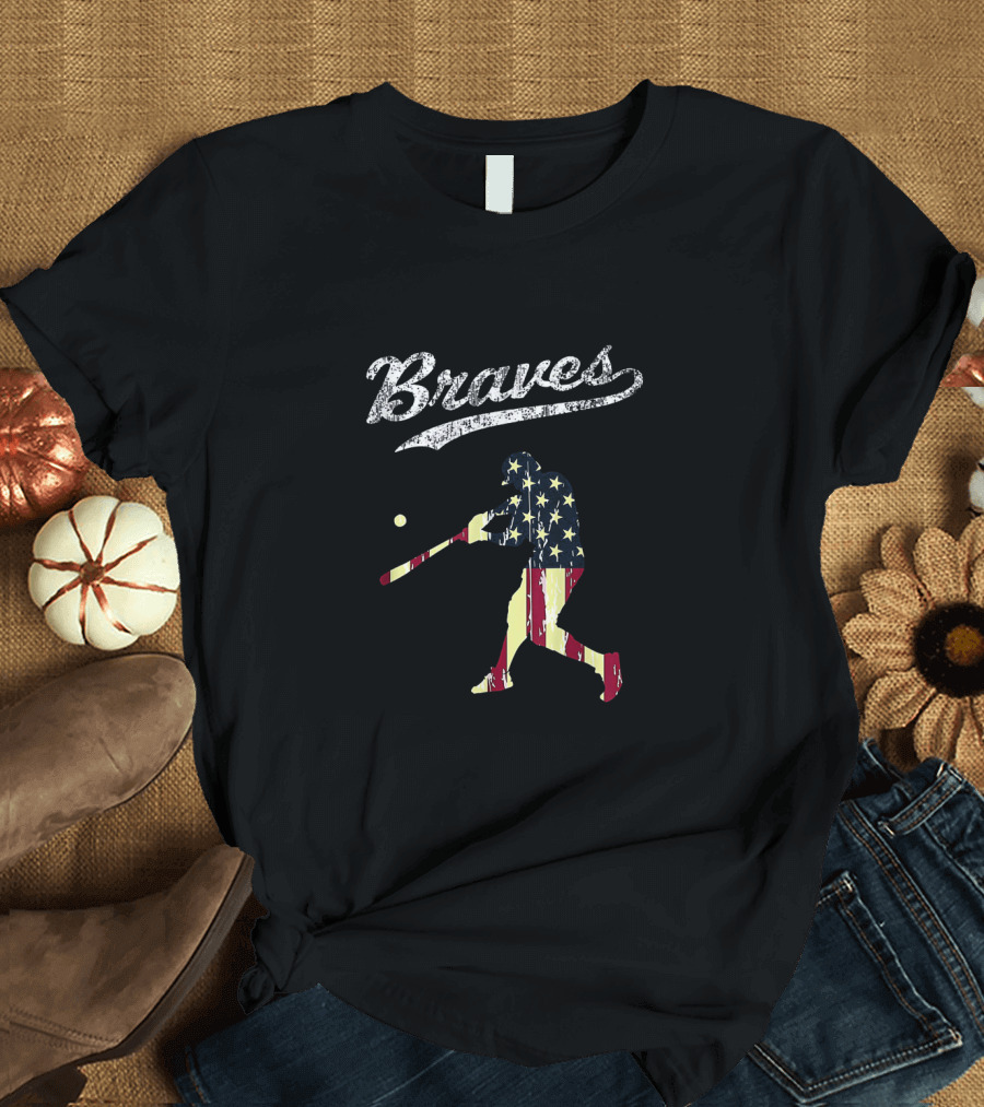 Braves Vintage USA Flag Baseball T-Shirt