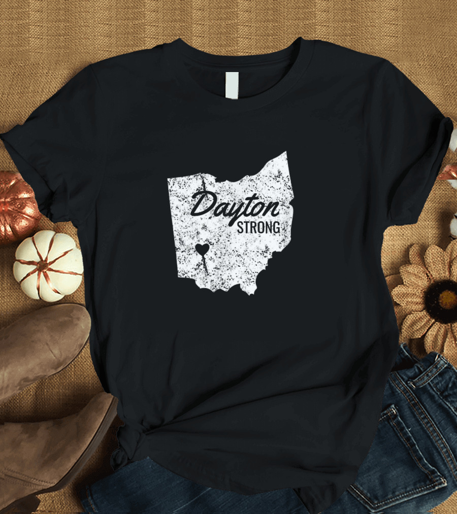 Dayton Strong Ohio Map with Heart Symbol Memorial T-Shirt