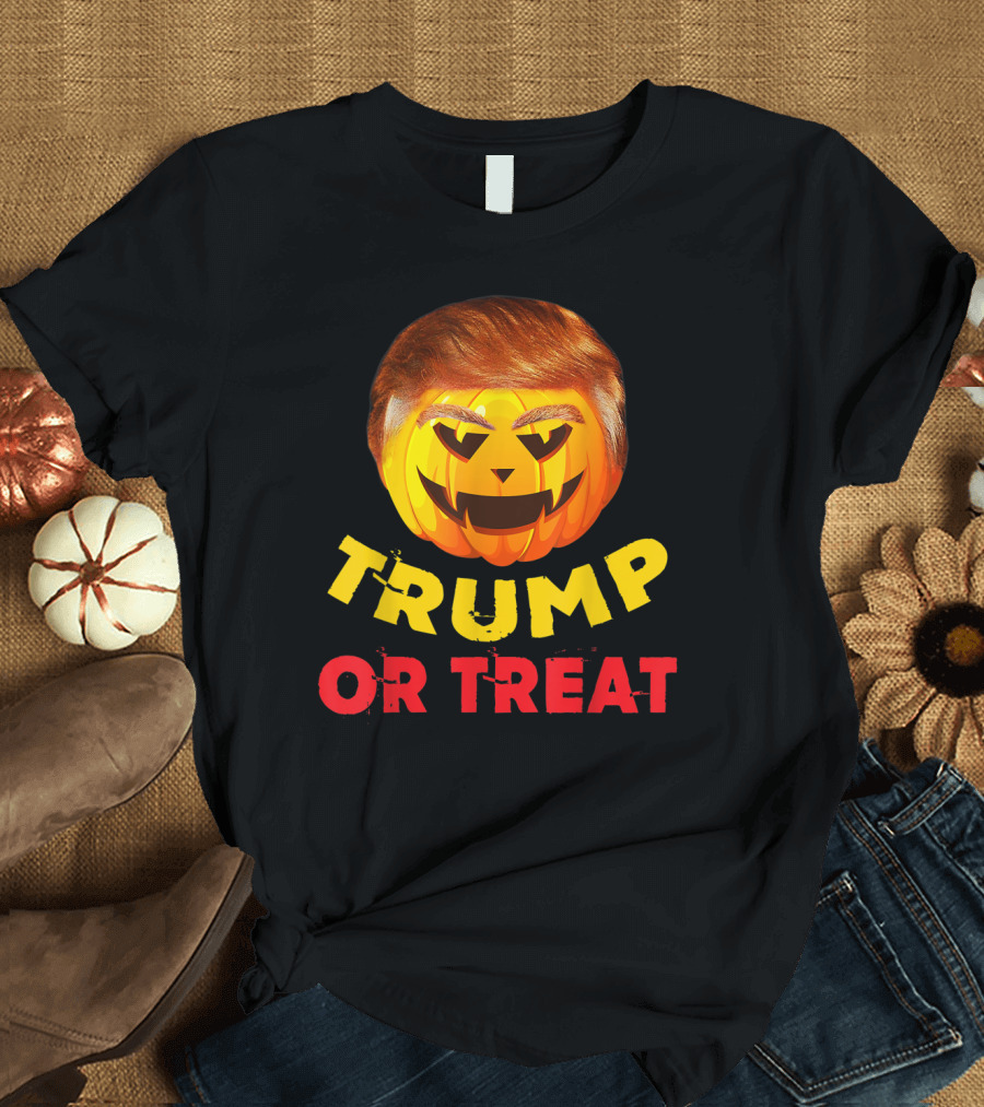 Great Pumpkin Trump or Treat Halloween Jack-O'-Lantern Face T-Shirt
