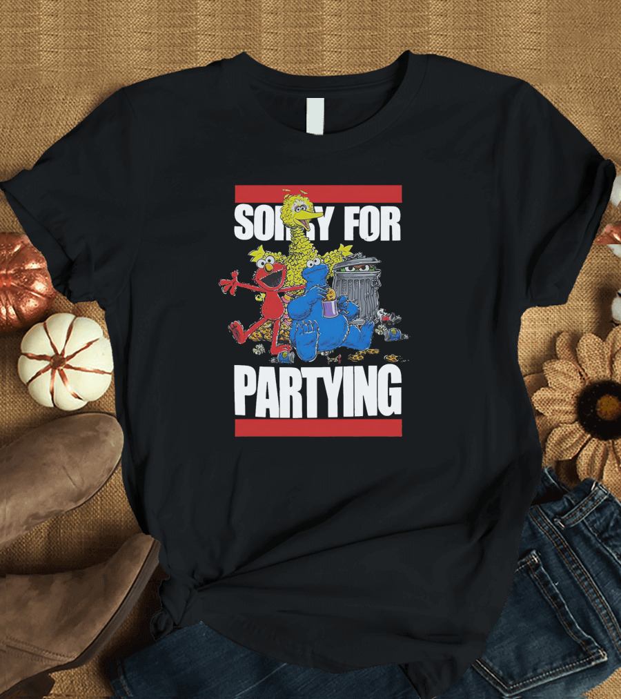 Sorry For Partying with Playful Characters and Big Yellow Bird T-Shirt