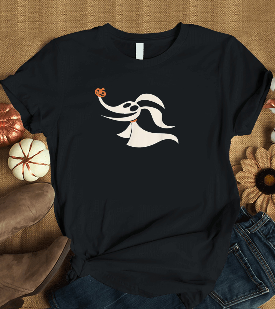 Zero Nightmare Before Christmas Halloween Ghost Dog Pumpkin T-Shirt