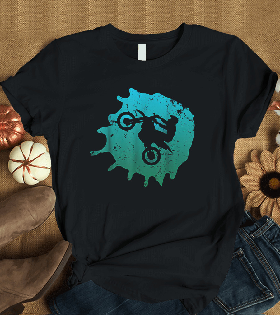 Motocross Dirt Bike Enduro Vintage Distress Silhouette Splash T-Shirt