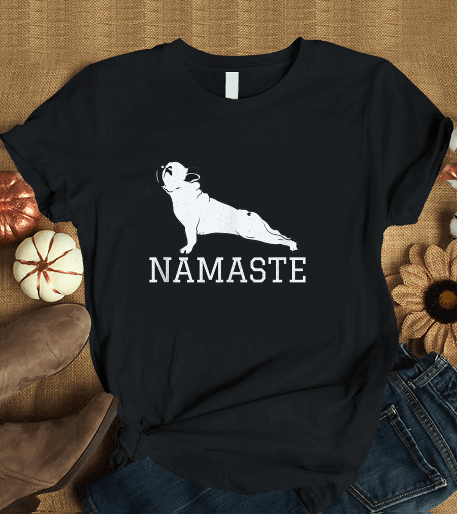 Namaste French Bulldog Yoga Pose Humor T-Shirt