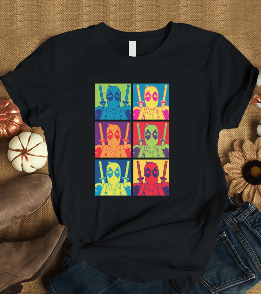 Marvel Deadpool Pop Art Colorful Square Box Repeat T-Shirt