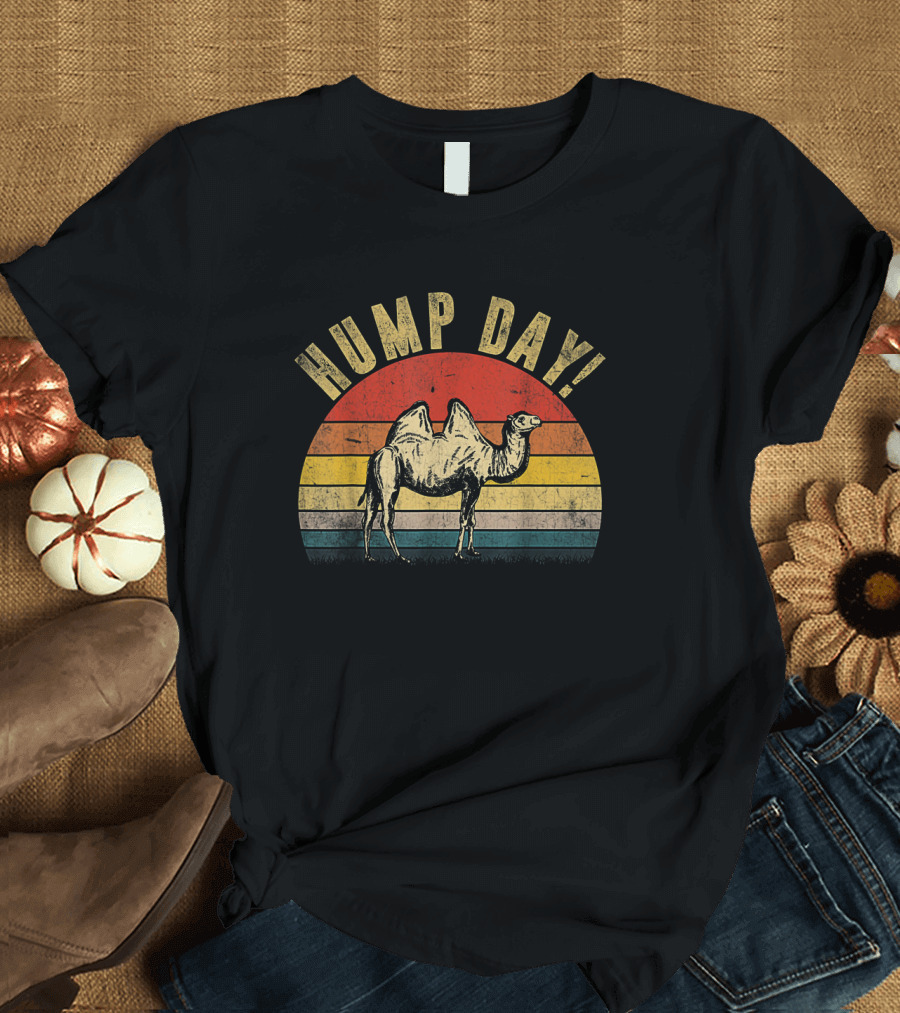 Hump Day Camel Retro Vintage Sunset Stripes T-Shirt