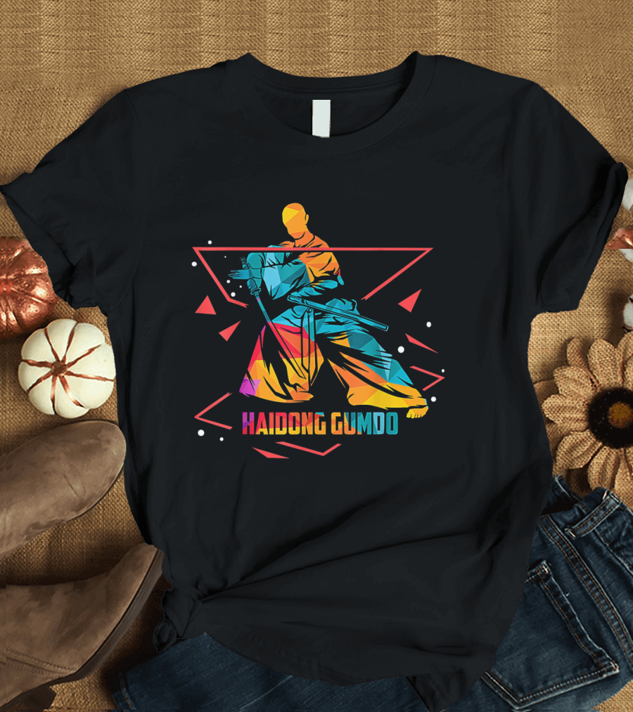 Haidong Gumdo Dynamic Martial Arts Illustration Rainbow Geometric T-Shirt