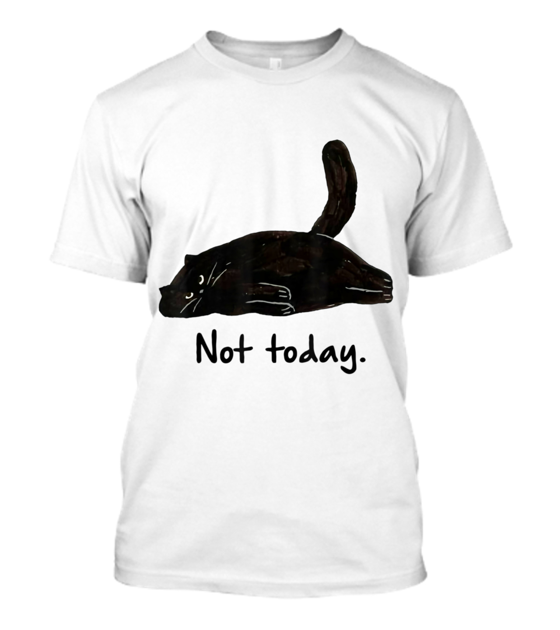 Not Today Black Cat Funny Design For Lazy Cat Lovers T-Shirt