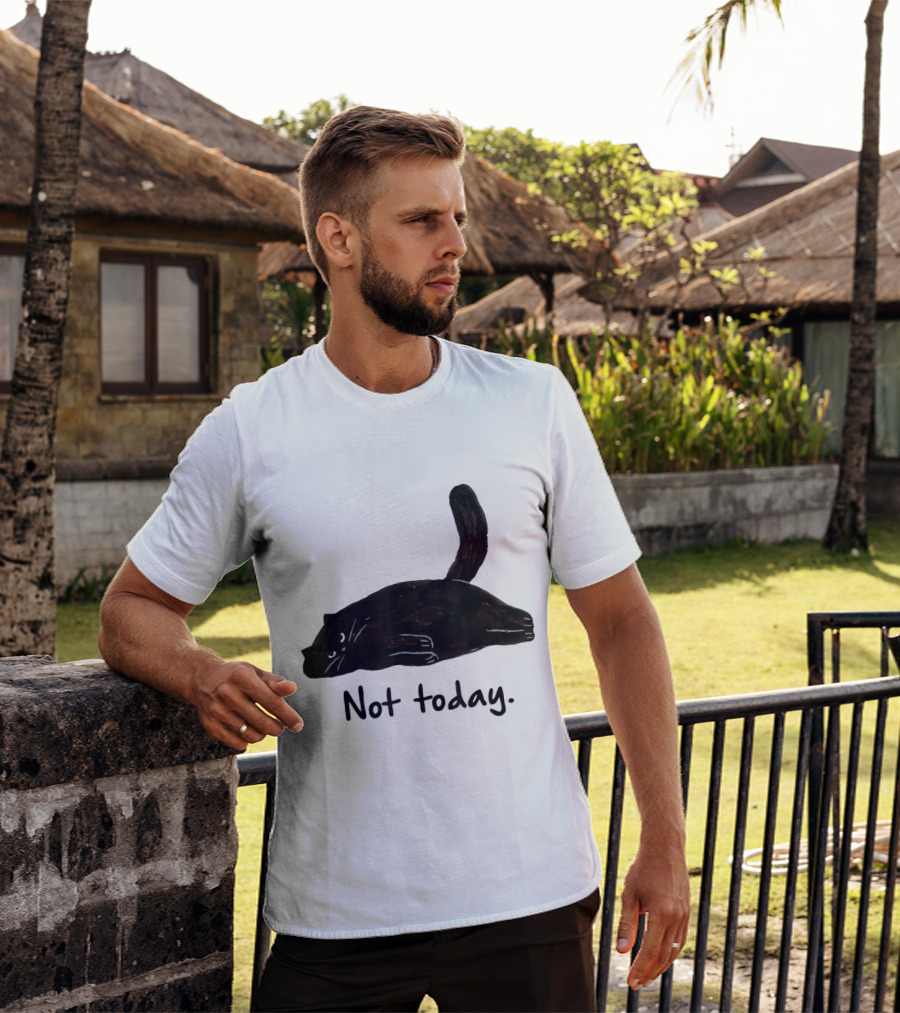 Not Today Black Cat Funny Design For Lazy Cat Lovers T-Shirt