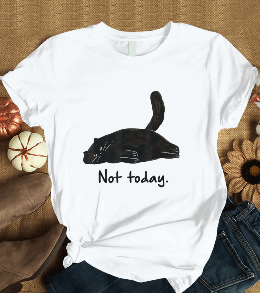 Not Today Black Cat Funny Design for Lazy Cat Lovers T-Shirt