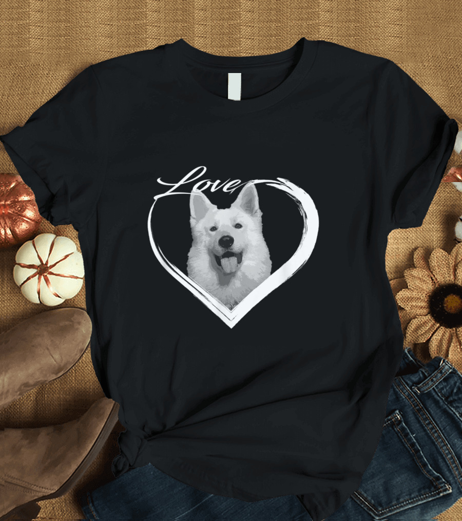 Love White German Shepherd Puppy Dog Heart T-Shirt