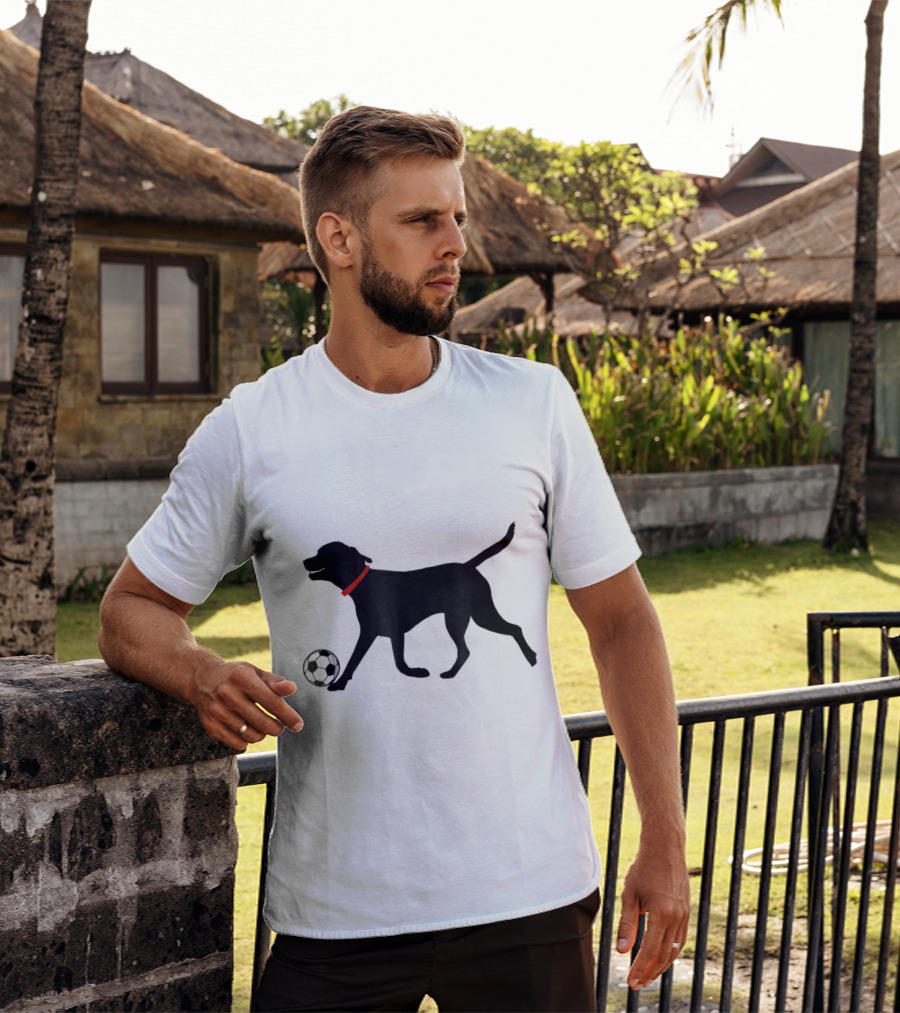 Labrador Retriever Black Lab Playing Soccer With Soccer Ball T-Shirt