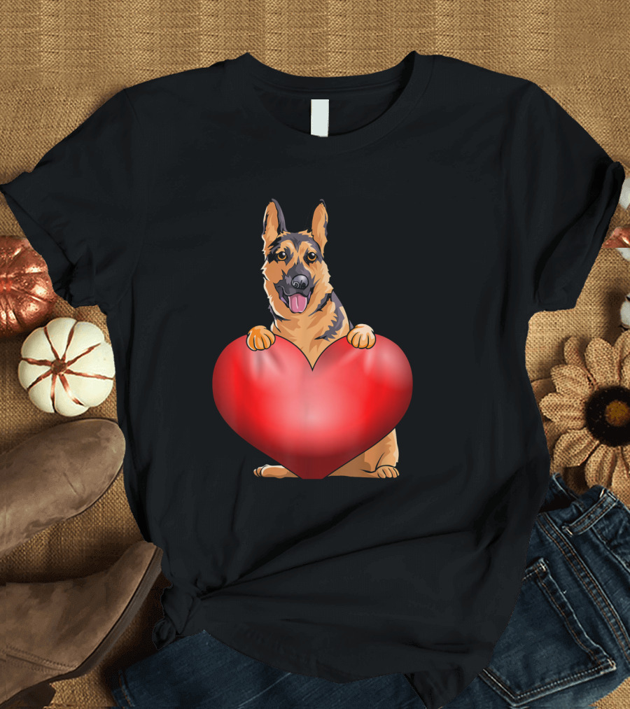Valentines Day German Shepherd Heart Dog for Women and Men T-Shirt