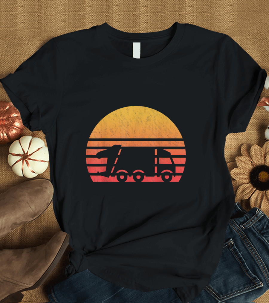 Vintage Sunset Garbage Truck T-Shirt