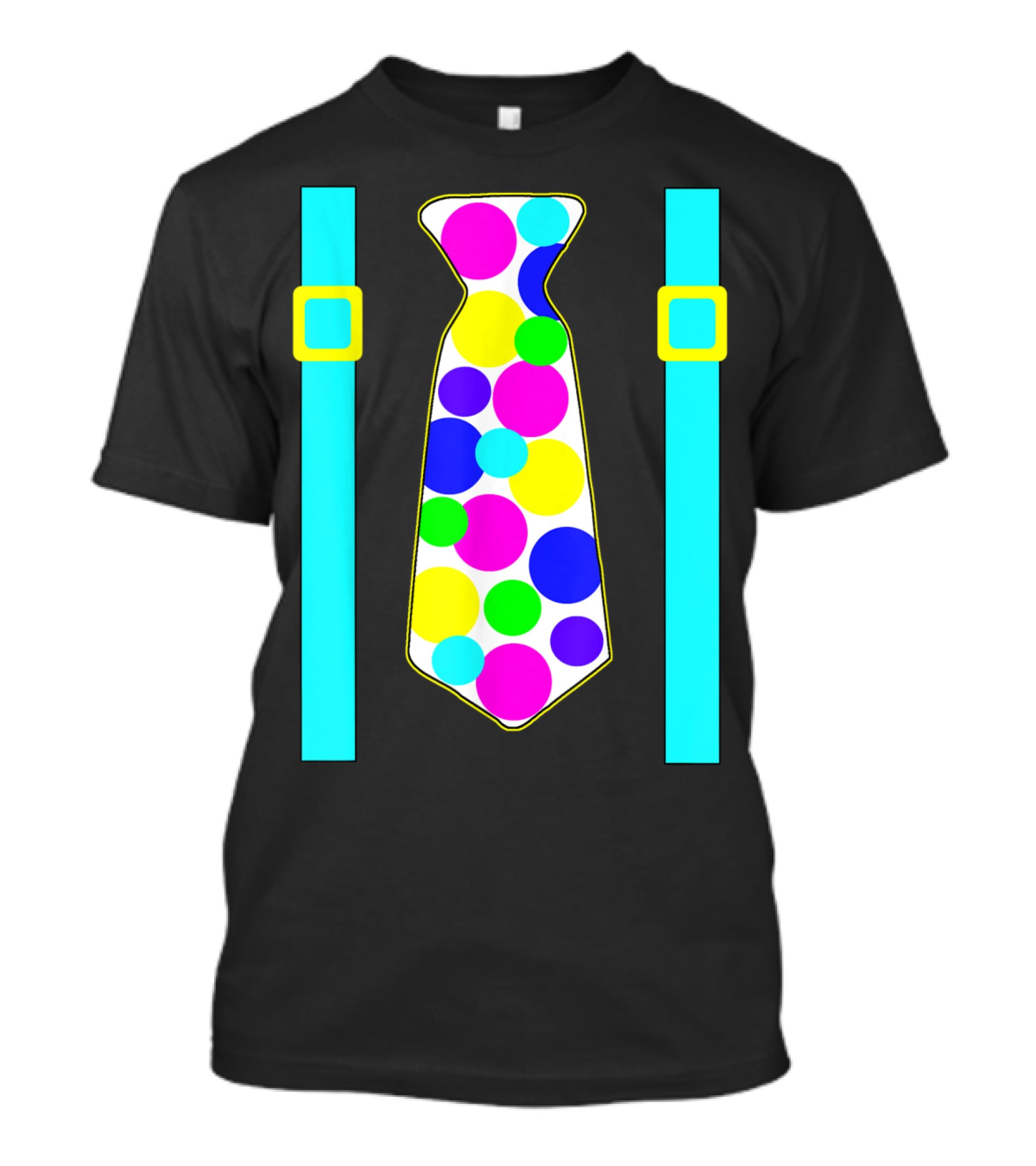 Party Polka Dot Jumbo Tie Suspender Graphics With Colorful Circles T-Shirt