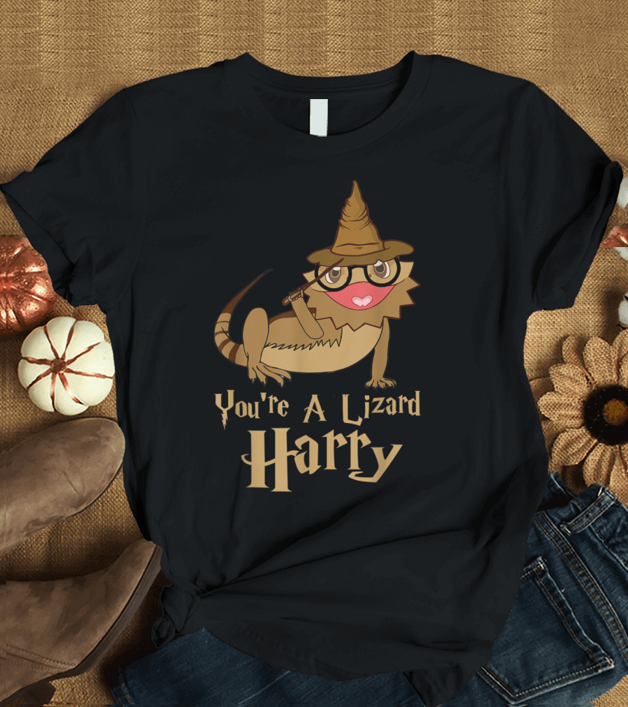 You're A Lizard Harry Funny Bearded Dragon Wizard Hat Glasses T-Shirt