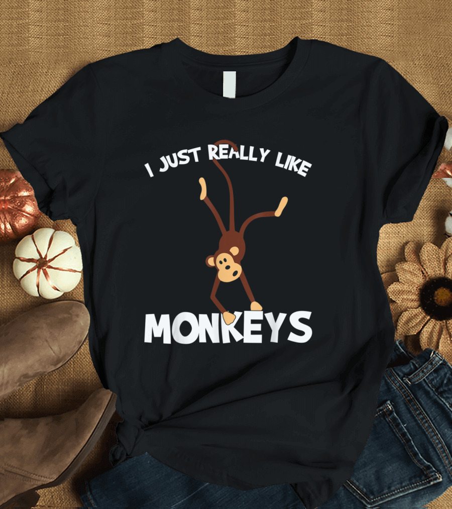 I Just Really Like Monkeys Playful Monkey Handstand T-Shirt