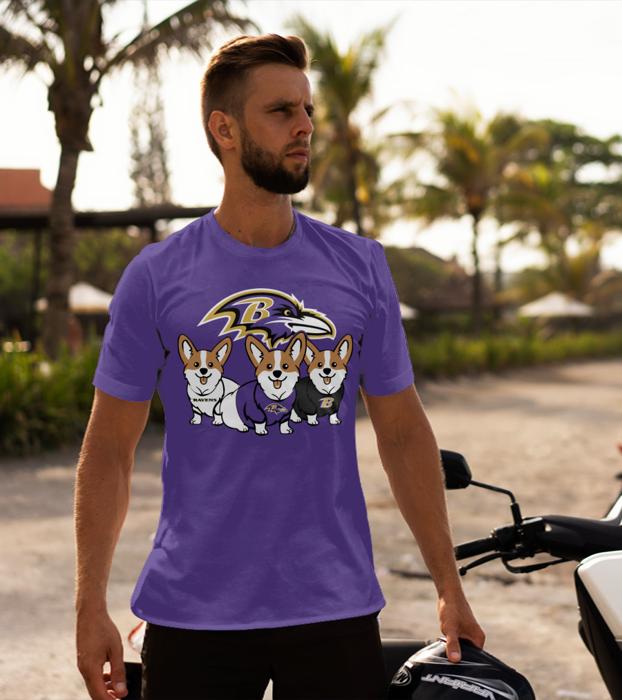 Baltimore Ravens Corgi Trio T-Shirt