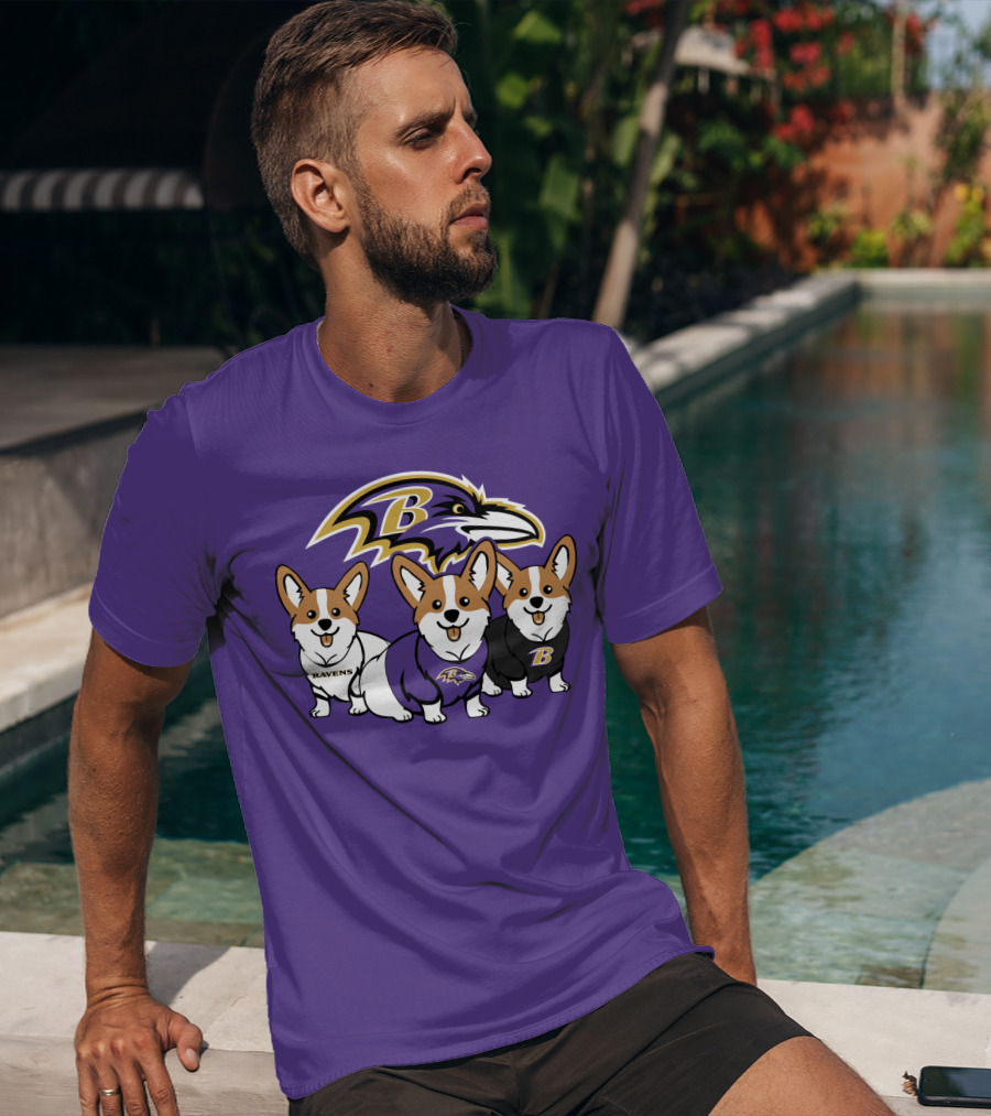 Baltimore Ravens Corgi Trio T-Shirt