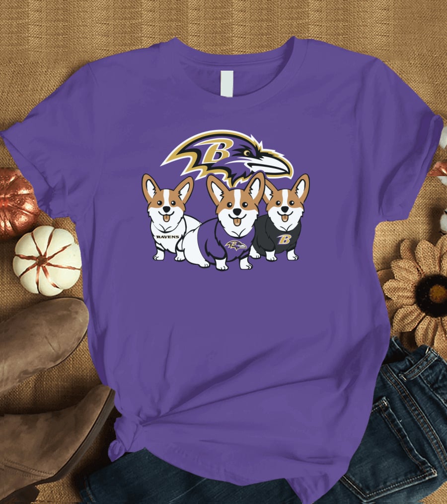 Baltimore Ravens Corgi Trio T-Shirt