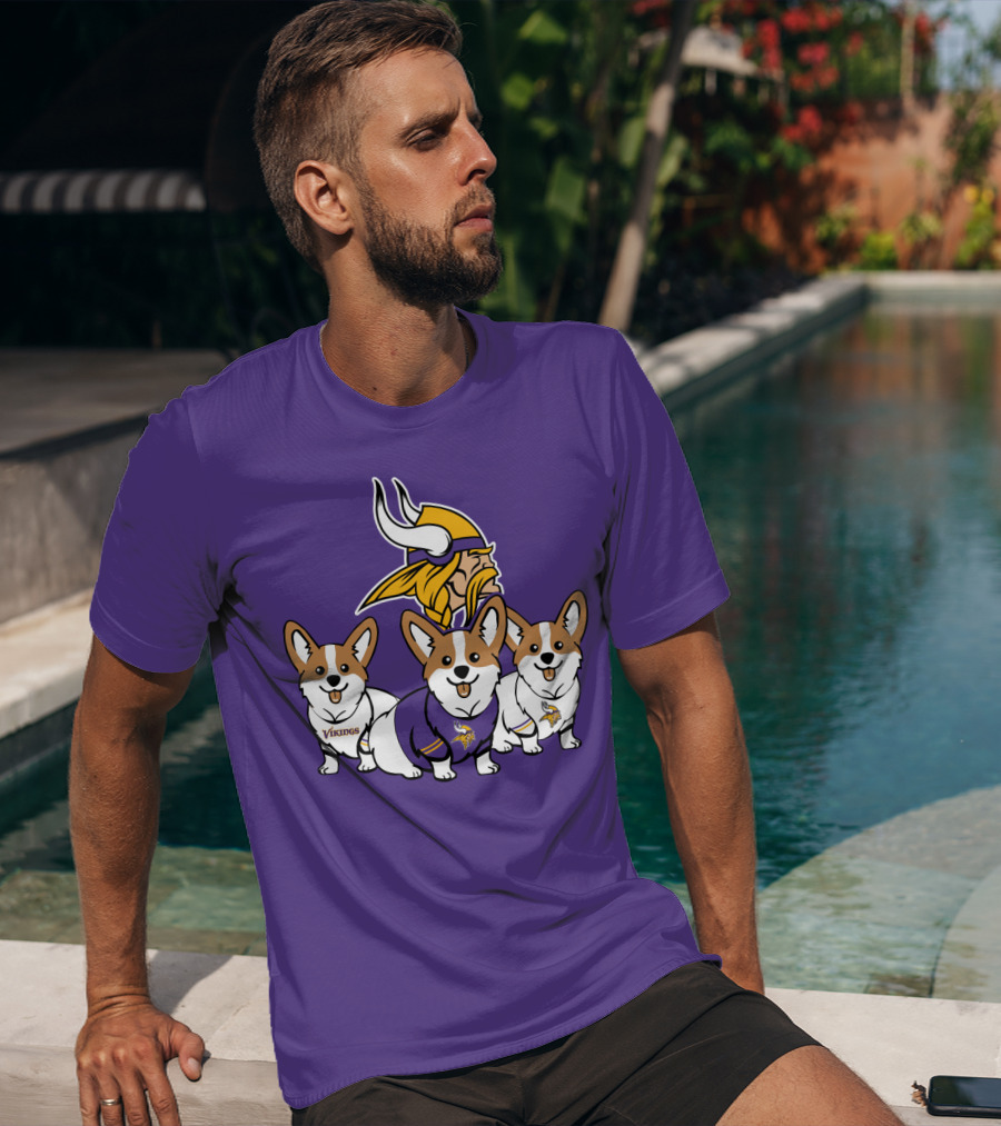 Minnesota Vikings Corgi Trio T-Shirt