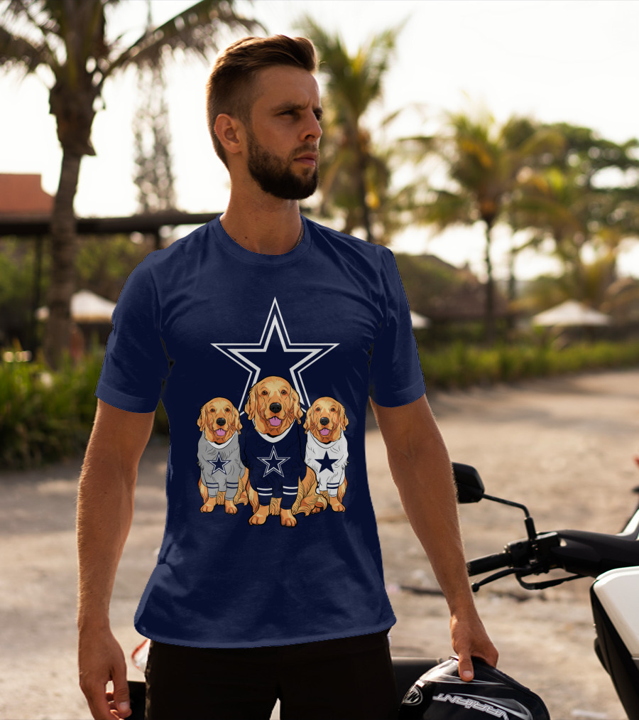Dallas Cowboys Golden Retrievers Trio T-Shirt