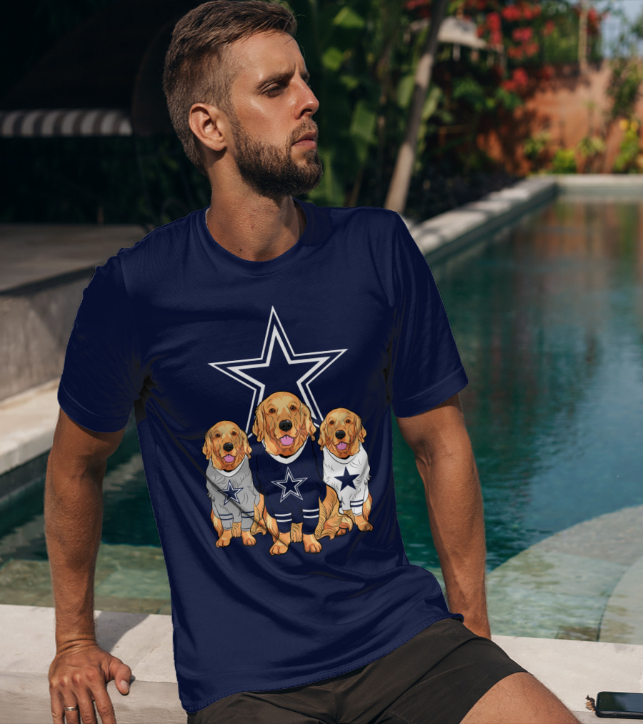 Dallas Cowboys Golden Retrievers Trio T-Shirt