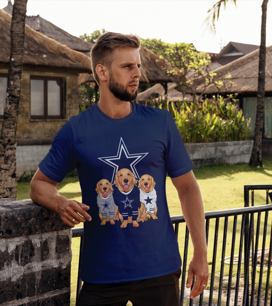 Dallas Cowboys Golden Retrievers Trio T-Shirt