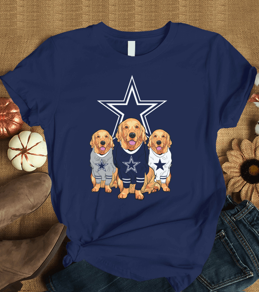 Dallas Cowboys Golden Retrievers Trio T-Shirt