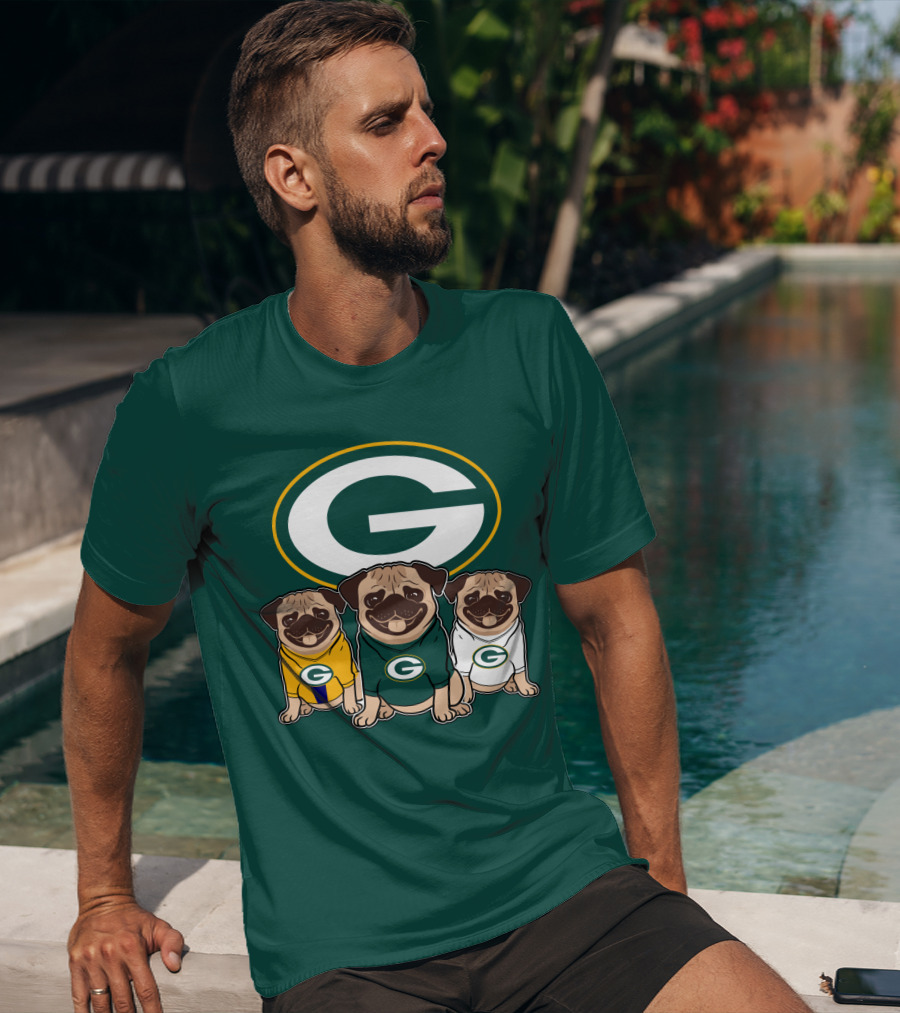 Green Bay Packers Pug Trio T-Shirt