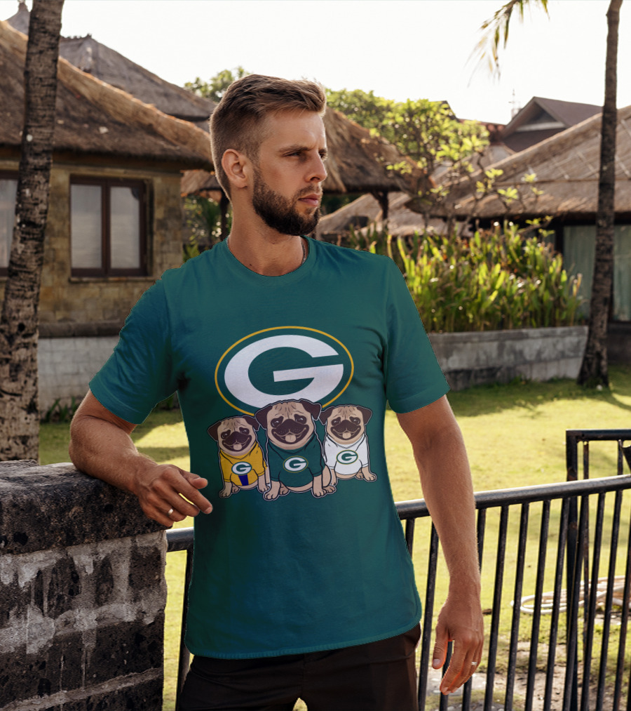 Green Bay Packers Pug Trio T-Shirt