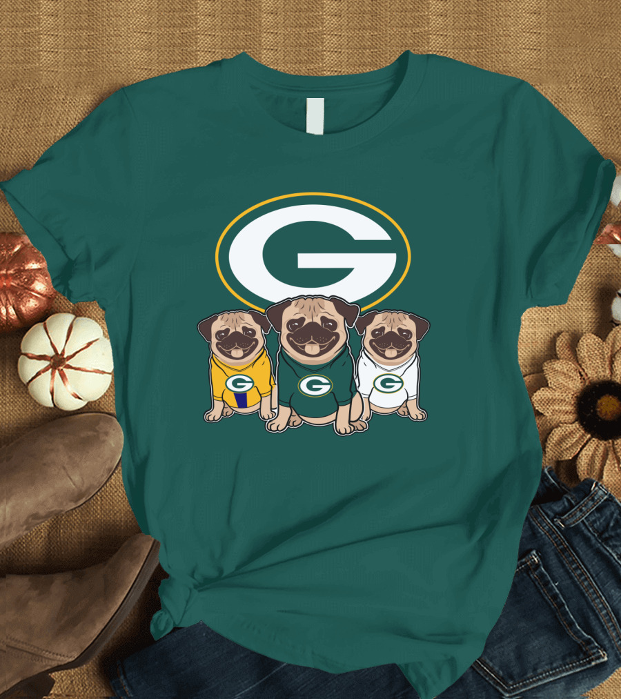 Green Bay Packers Pug Trio T-Shirt