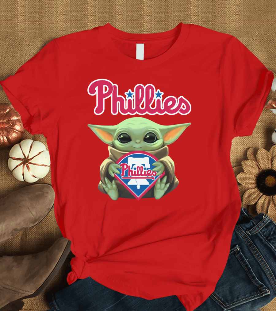 Phillies Baby Yoda Holding Phillies T-Shirt