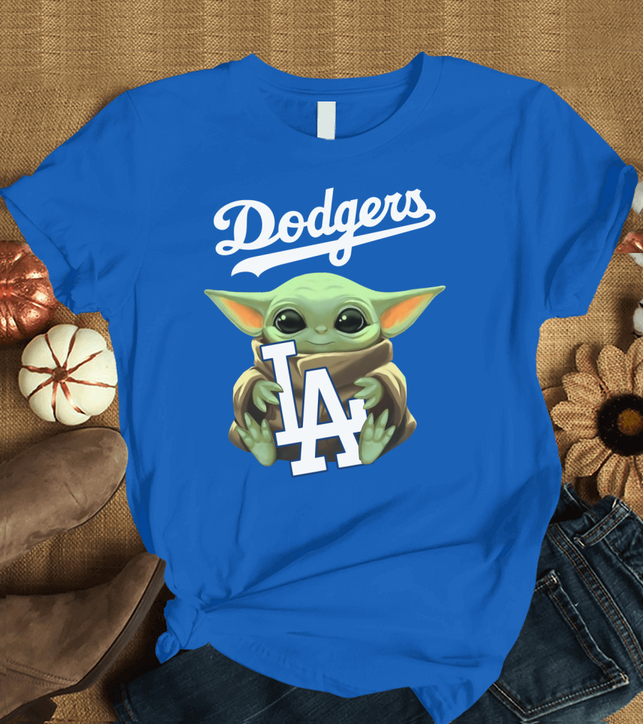 Dodgers LA Baby Yoda Official Team Logo Collaboration T-Shirt