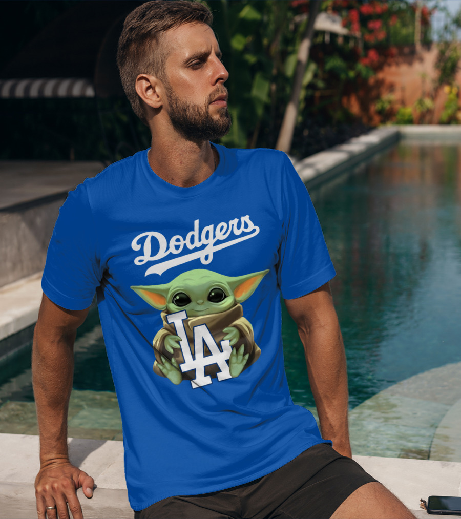 Dodgers Baby Yoda Holding La Team T-Shirt