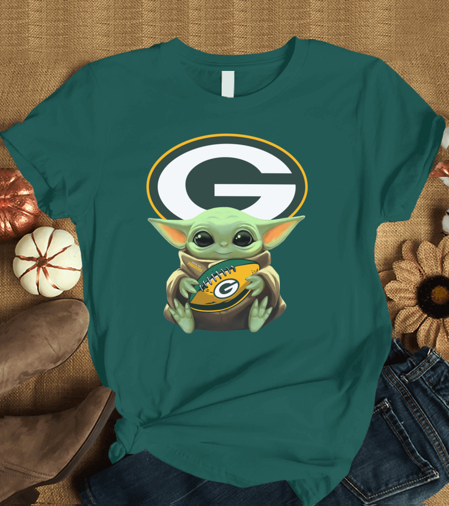 Baby Yoda Green Bay Packers Football Fan T-Shirt