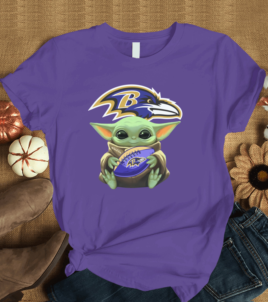 Baltimore Ravens Baby Yoda Football Fan T-Shirt
