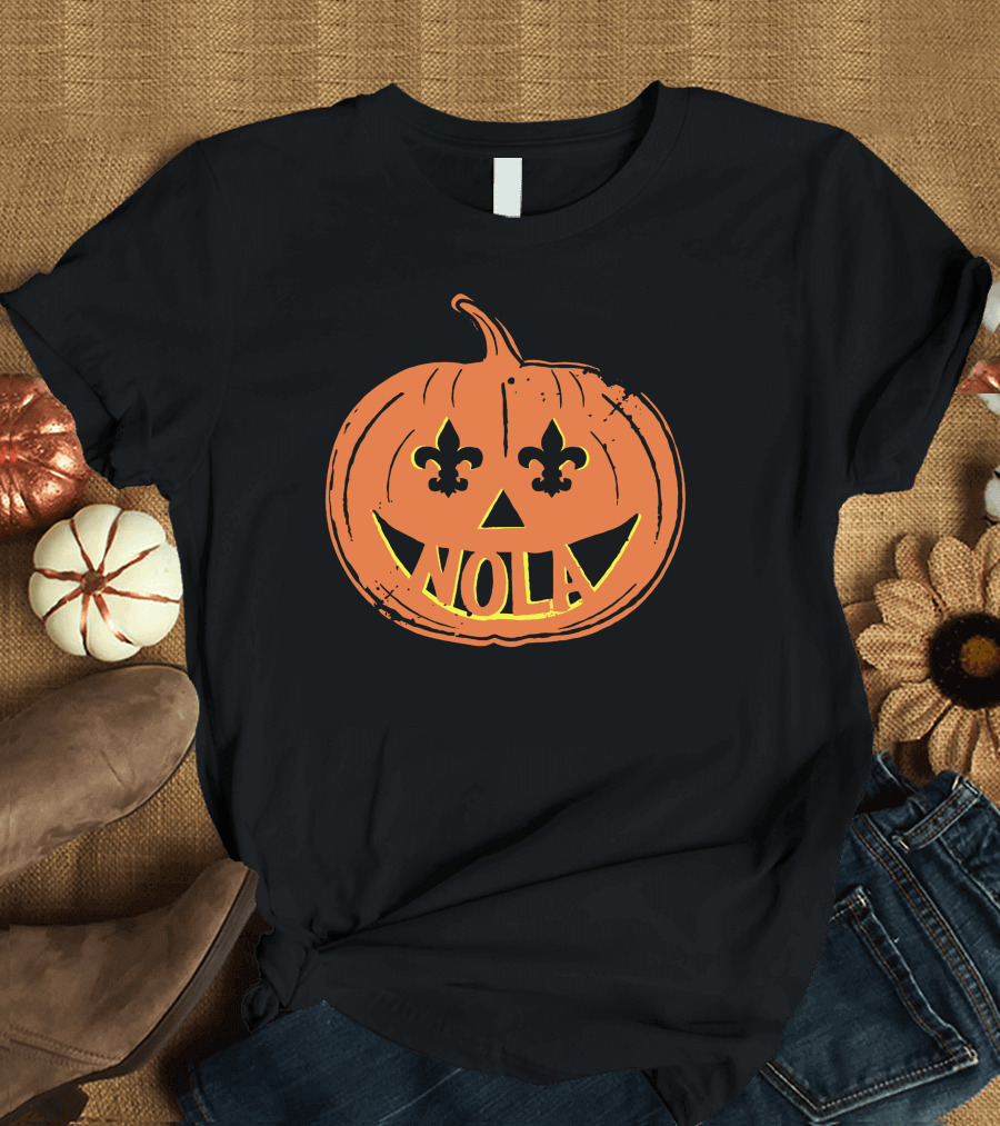 Nola Pumpkin Fleur-De-Lis Halloween T-Shirt
