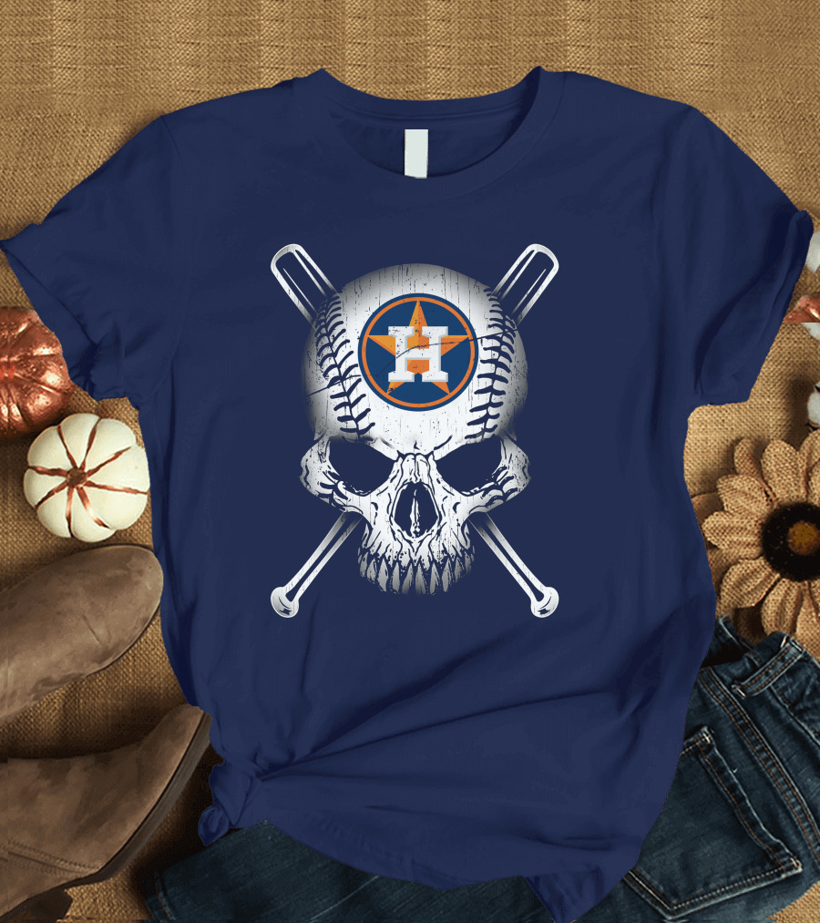 Houston Astros Baseball Skull Crossbones T-Shirt