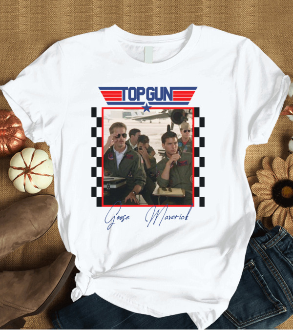 T-Shirt: Top Gun Goose Maverick Classic Aviation Icons in Signature Flight Gear T-Shirt Top Gun Goose Maverick Classic Aviation Icons in Signature Flight Gear T-Shirt