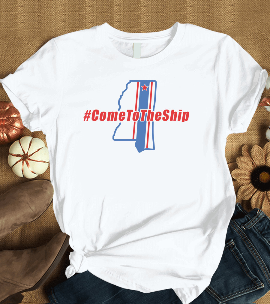 ComeToTheShip Mississippi Outline Red Blue Stripe Star T-Shirt
